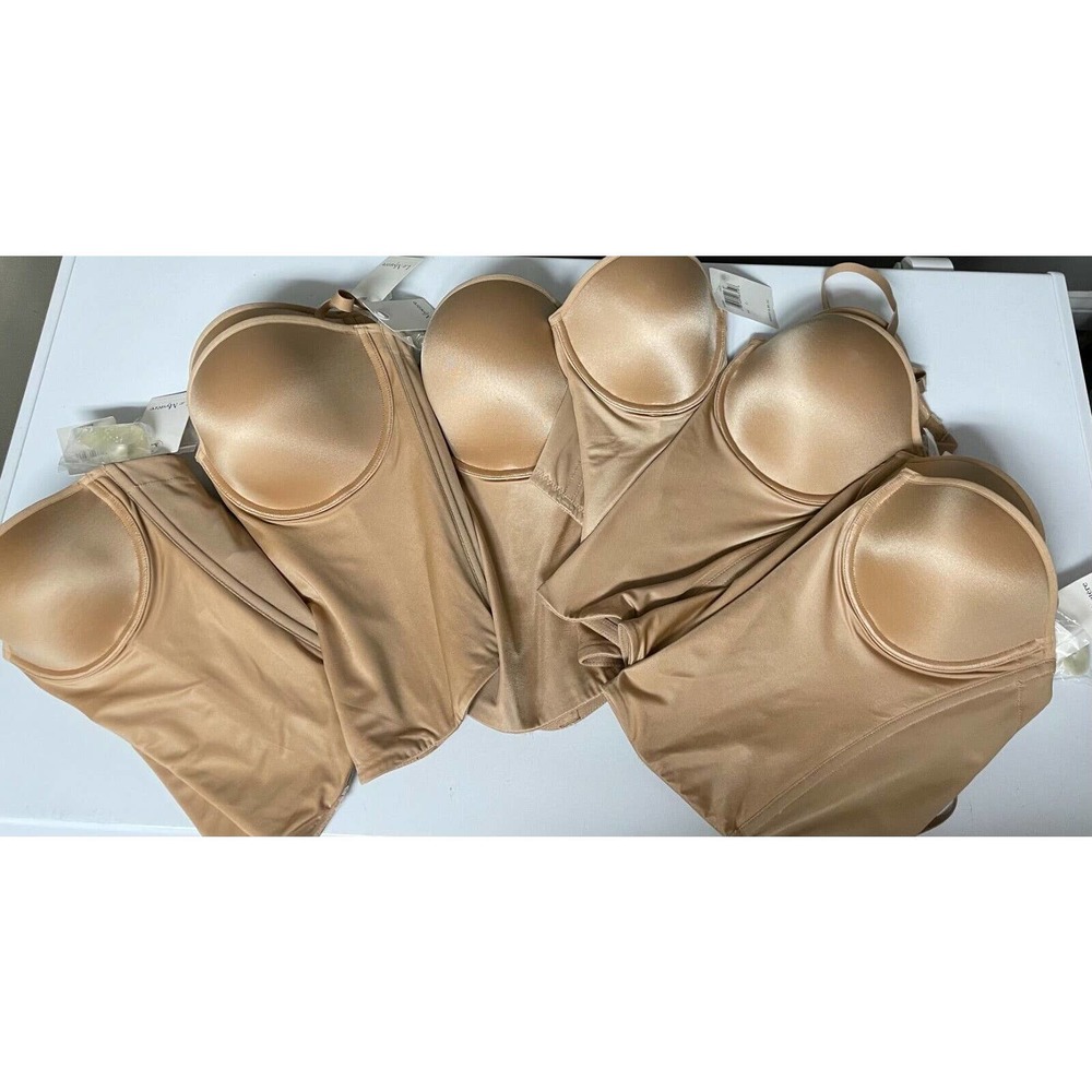 Soiree Longline Bustier Bra LeMystere $86 NWT Corset/Bustier BEIGE TAN 34DD/E